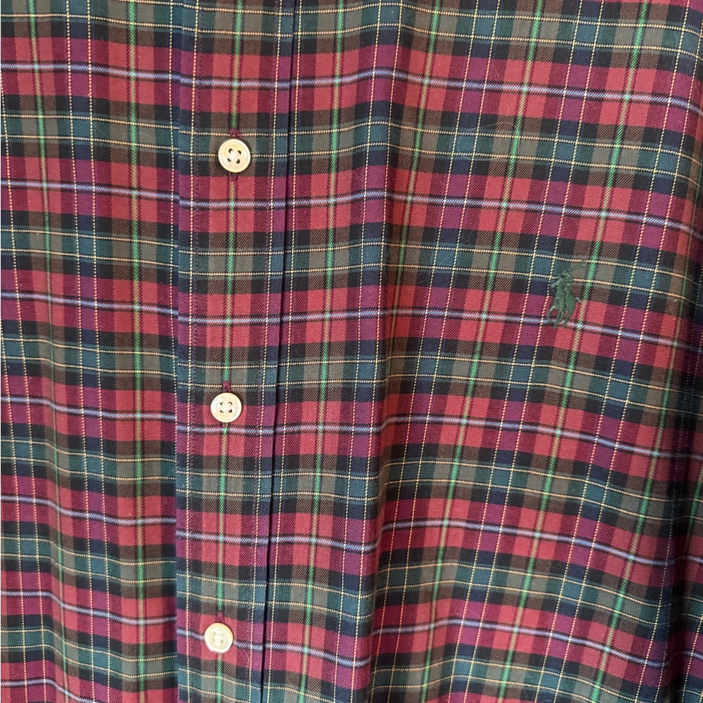 Ralph Lauren Men's Plaid Shirt - Red and Green - Picture 2 of 4